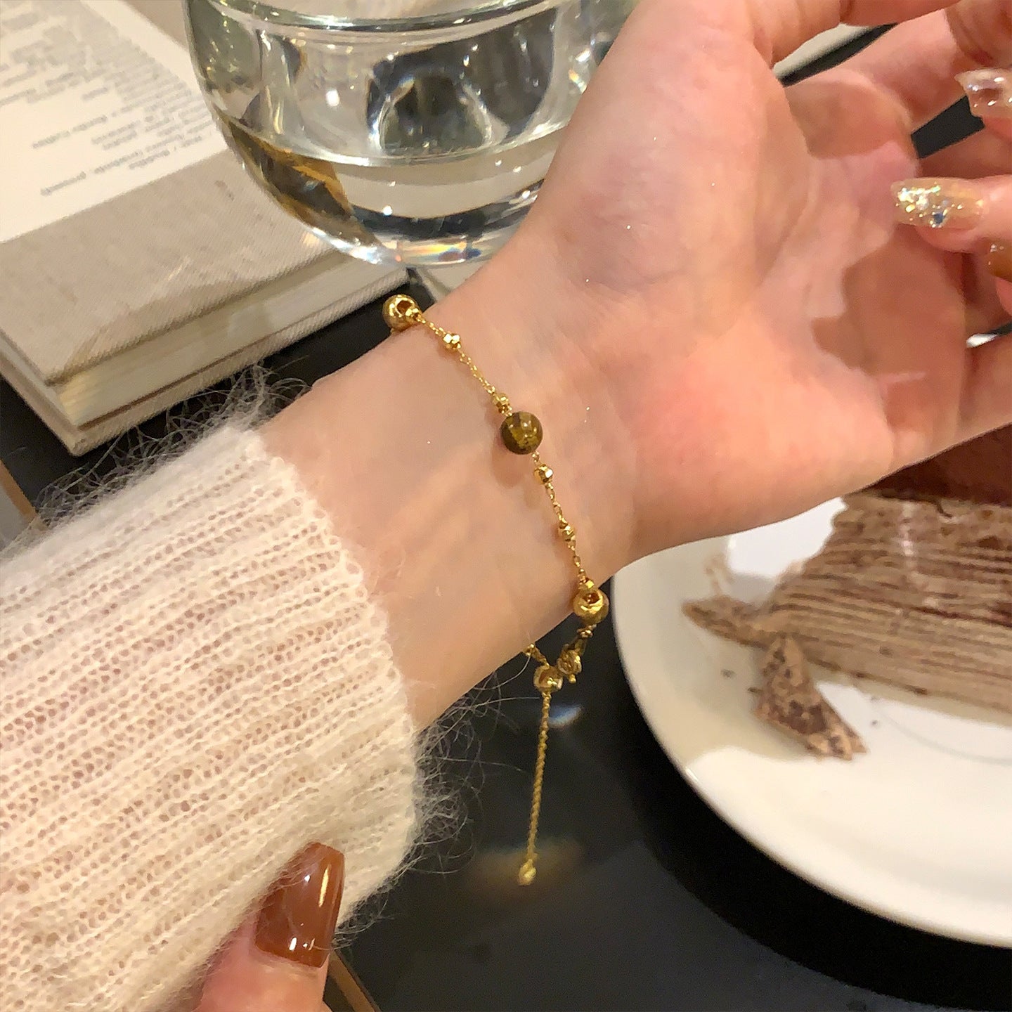 A2廠 韓國韓版虎眼石串珠電鍍18K真金手鍊 批發 折扣@洽客服 25.11.W2「WB1800」