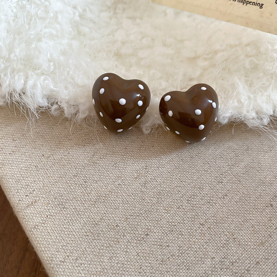 A2廠 韓國韓版復古滴油波點愛心銀針耳環 批發 折扣@洽客服 25.11.W1「HE28581」