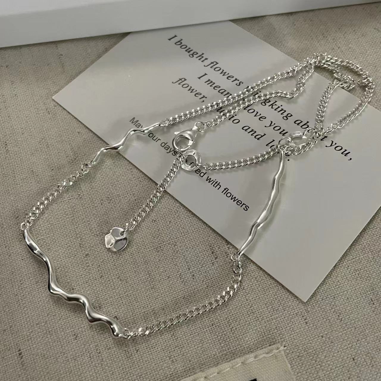 C2廠 韓國韓版波浪925純銀項鍊 批發 折扣@洽客服 25.11.W1「SN3348」