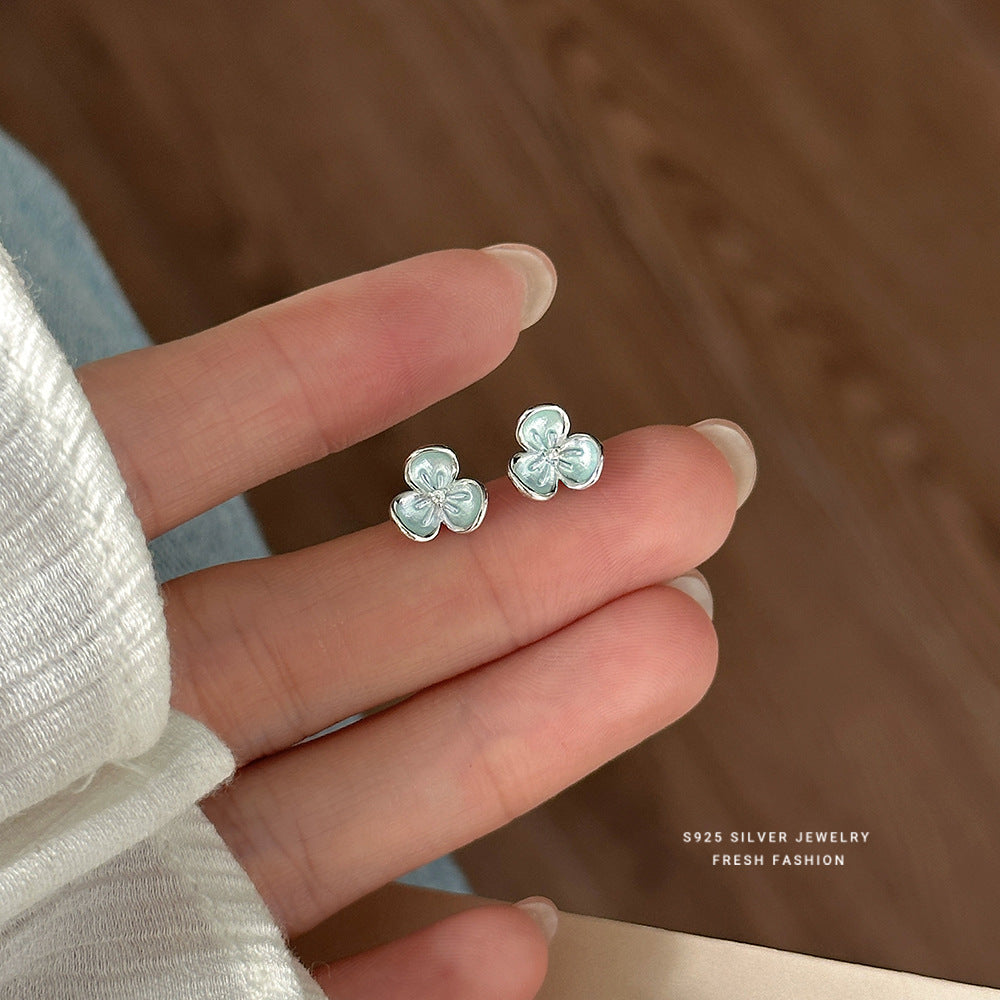 C廠 韓國韓版淺藍噴漆鶯尾花S925純銀耳環 批發 折扣@洽客服 25.12.W4「E5968」