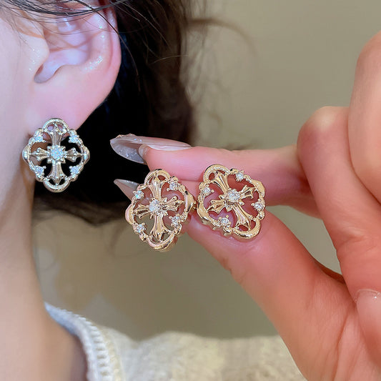 A2廠 韓國韓版 鋯石菱形十字架耳環批發 折扣@洽客服 26.03.W2「HE30701」