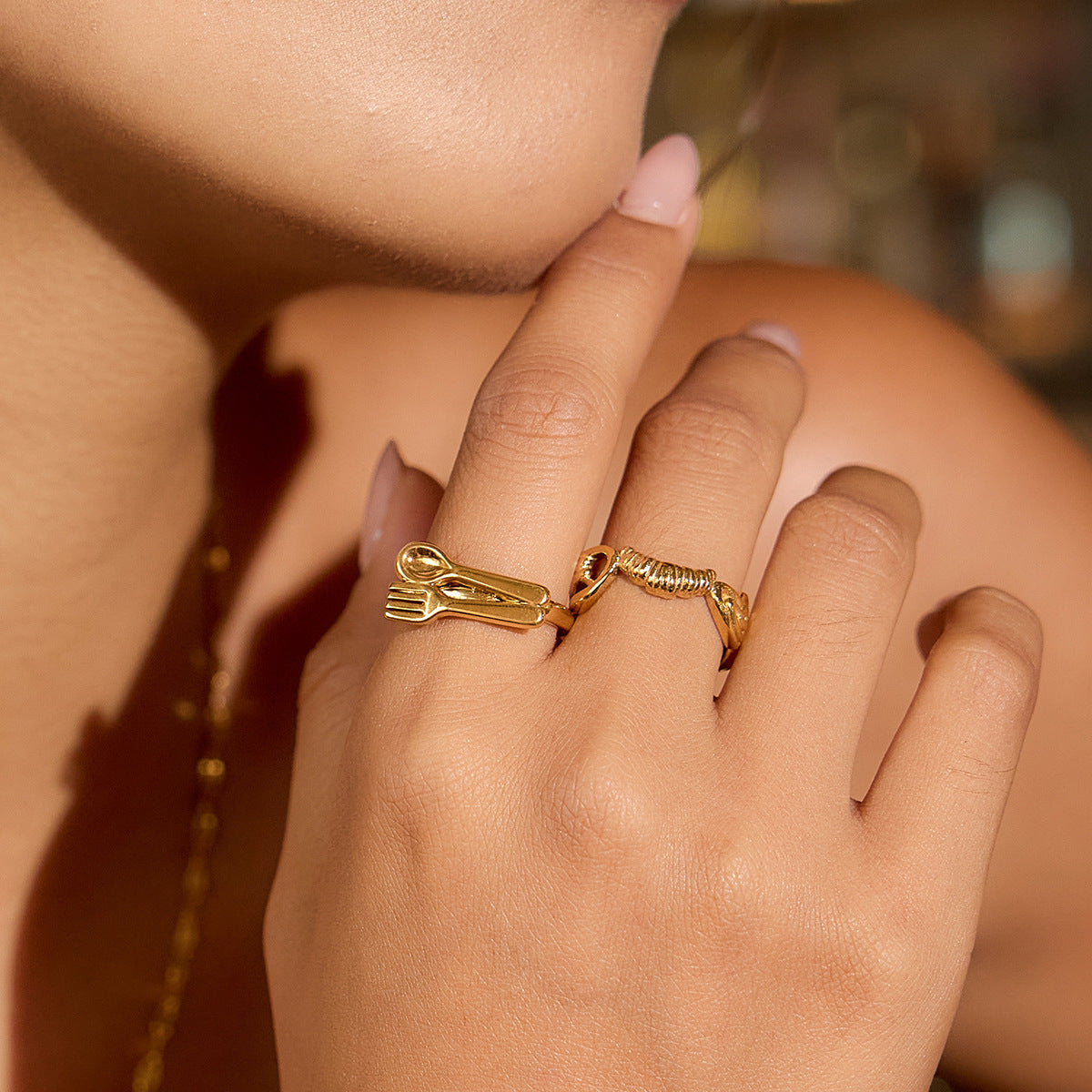 B廠 歐美款 愛心鹼水結開口 鈦鋼鍍18K金戒指 批發 折扣@洽客服 25.10.W5「JDR0208003」