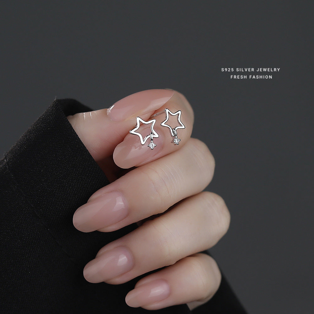 C廠 韓國韓版鏤空五角星S925純銀耳環 批發 折扣@洽客服 25.12.W3「E5885」