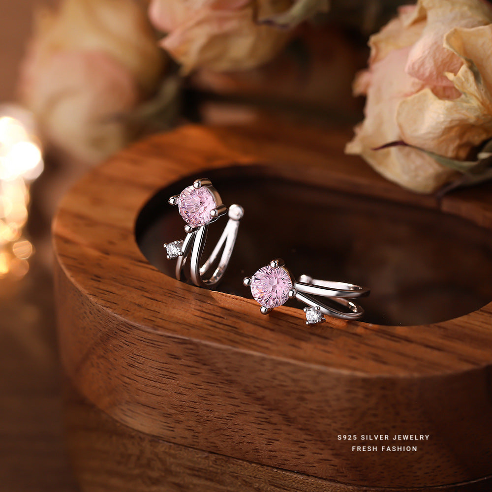 C廠 韓國韓版小清新淺粉煙火S925純銀耳夾 批發 折扣@洽客服 26.01.W1「E5773」