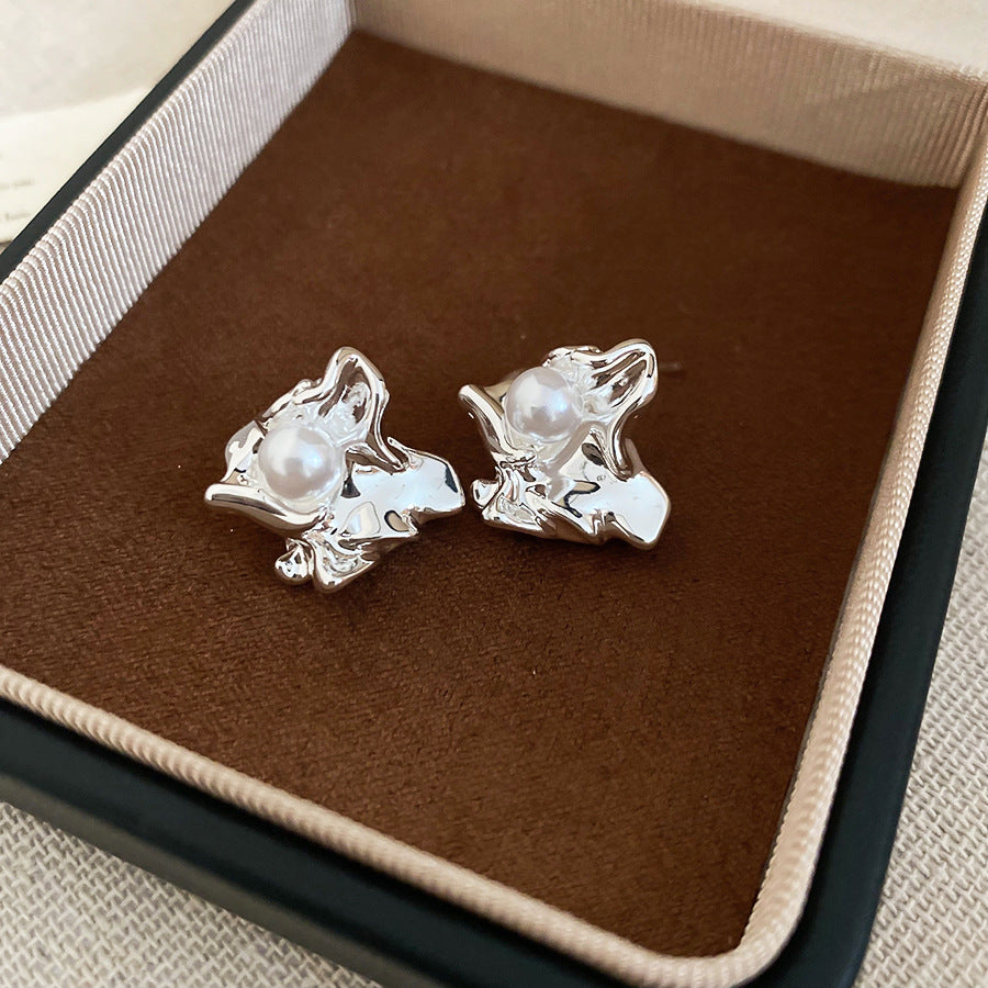 A2廠 韓國韓版珍珠方形褶皺花朵銀針耳環 批發 折扣@洽客服 25.11.W1「HE29036-HE29037」