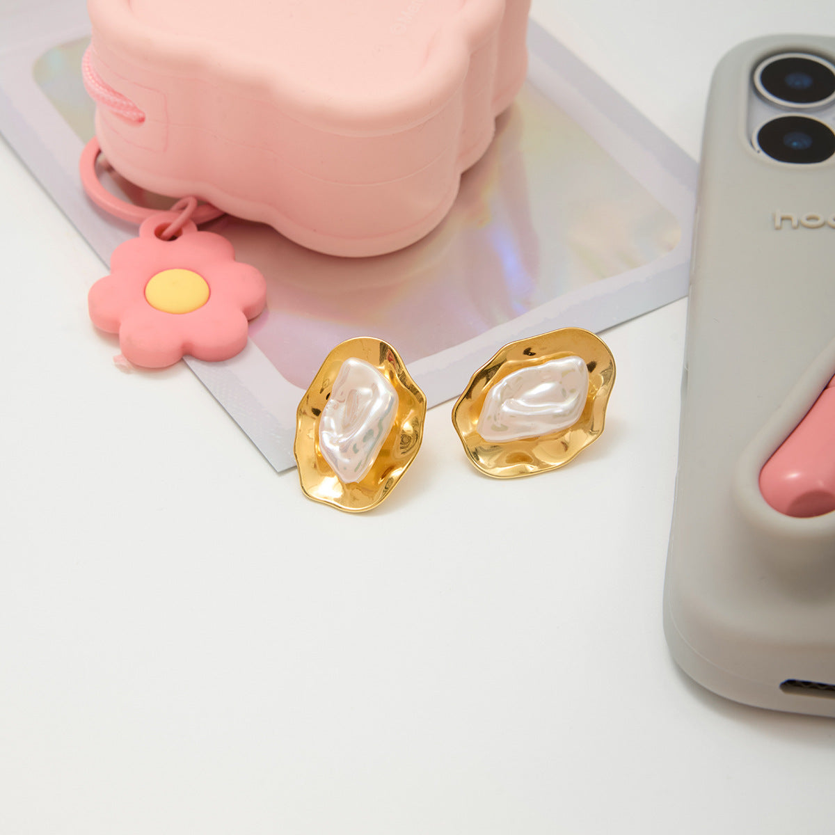 B廠 歐美款 ANNA. 珍珠 鈦鋼鍍18K金耳環 批發 折扣@洽客服 25.10.W5「JDE0207038」