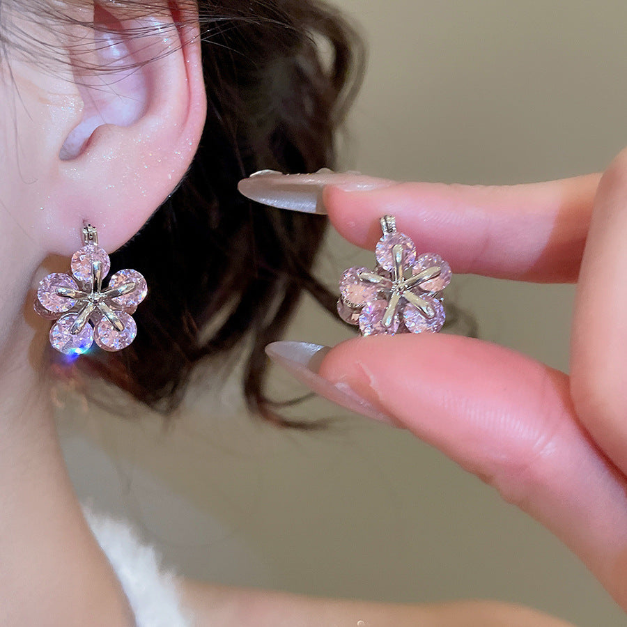 A2廠 韓國韓版鋯石花朵雙面耳扣 批發 折扣@洽客服 25.11.W2「WE5046」