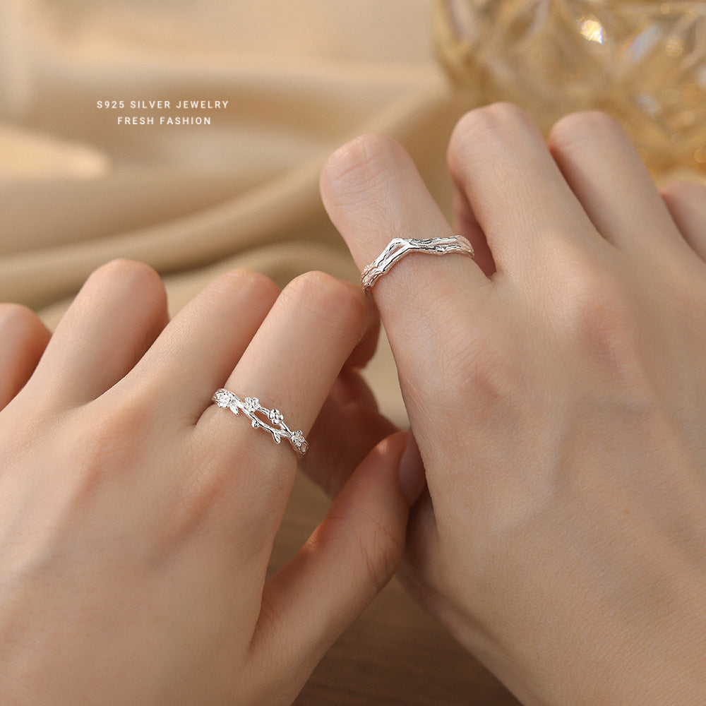 C廠 韓國韓版繁花情侶戒指 批發 折扣@洽客服 24.11.W2S925純銀對戒「K2388 K2389」