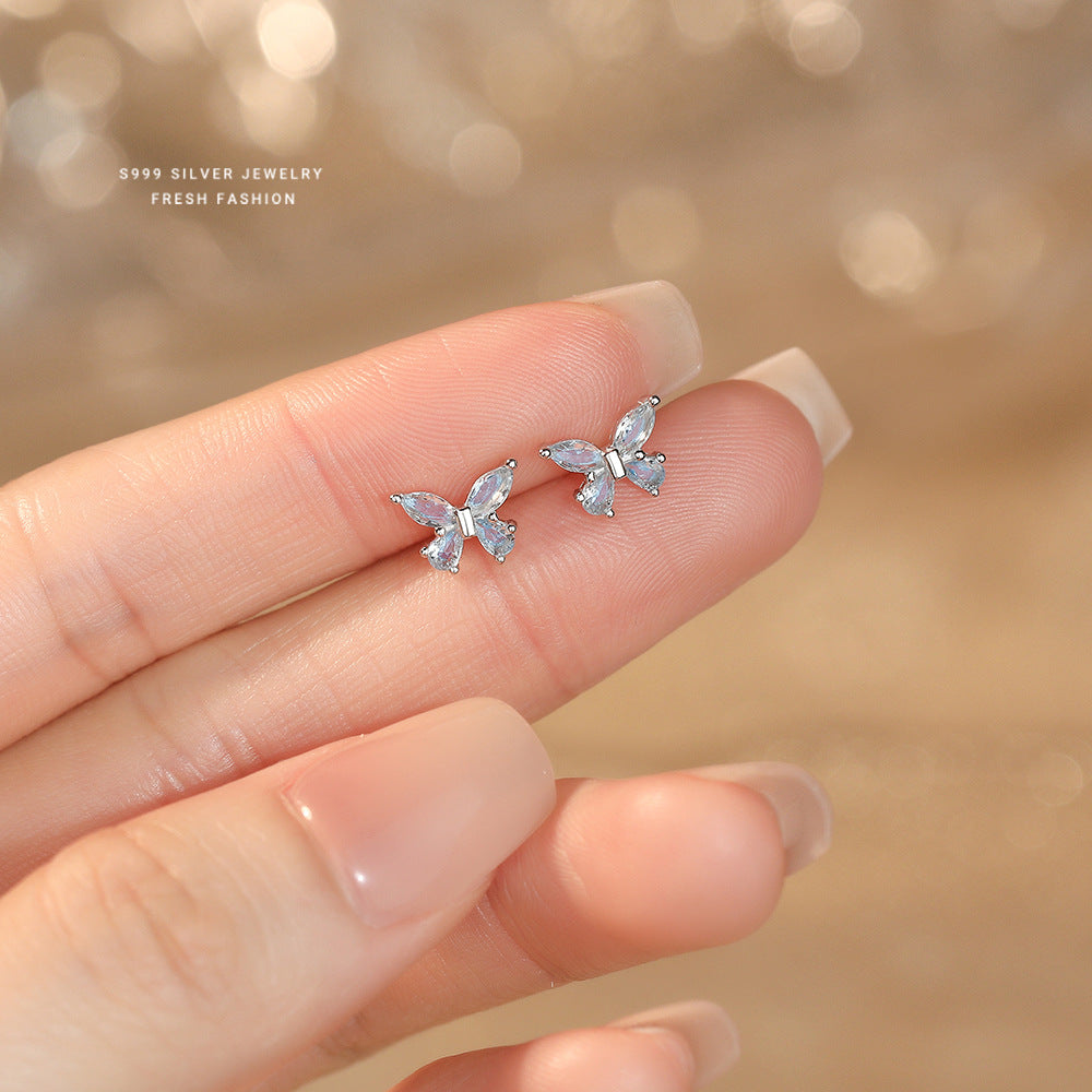 C廠 韓國韓版鍍藍尖晶蝴蝶S999純銀耳環 批發 折扣@洽客服 26.04.W4「E6252」