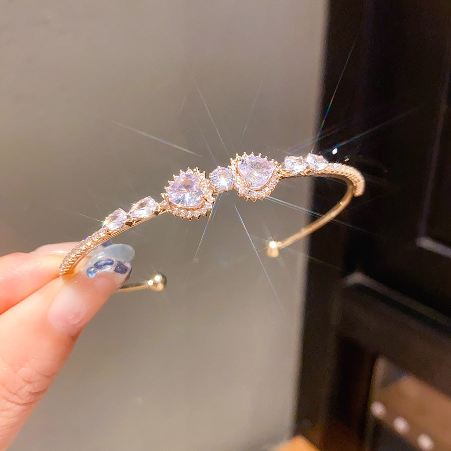 A2廠 韓國韓版鋯石心形幾何圓形開口手鐲 批發 折扣@洽客服 25.10.W5「HB3788」