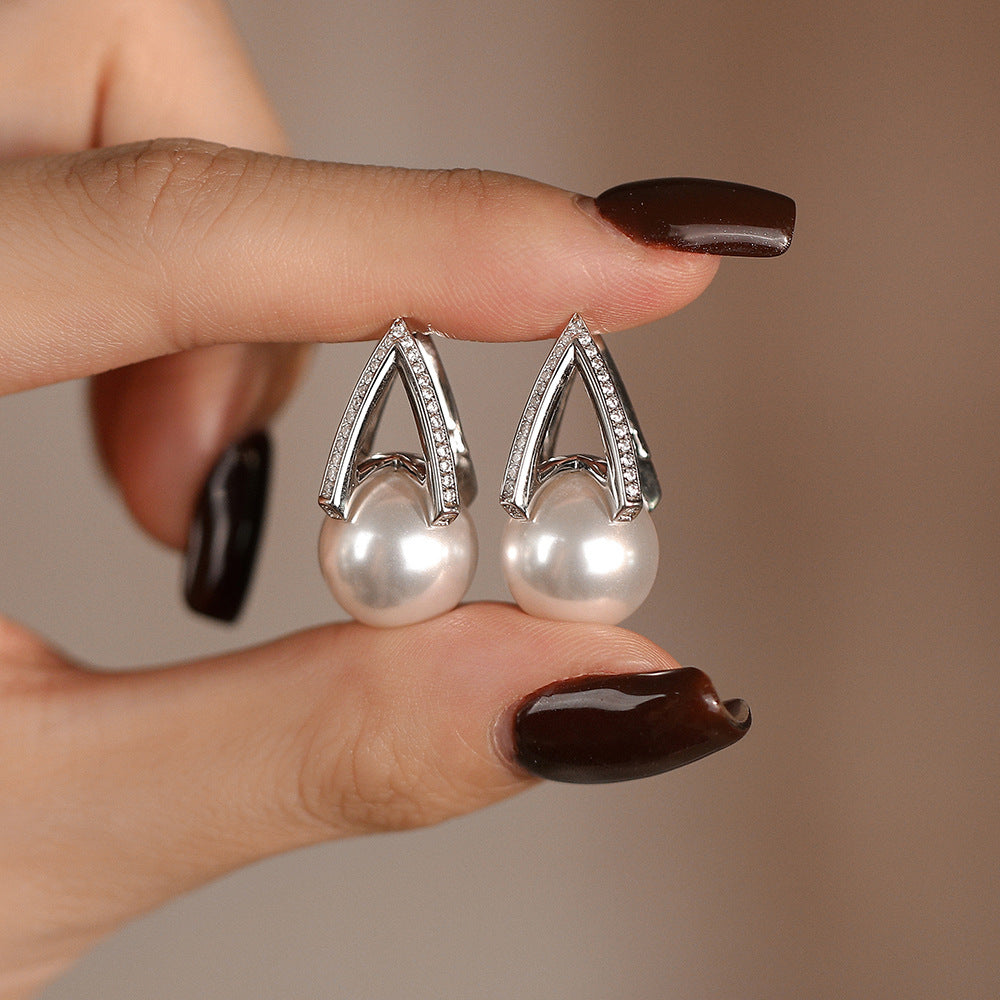 C廠 韓國韓版馬蹄扣玻璃珍珠S925純銀耳環 批發 折扣@洽客服 25.10.W5「E5360」