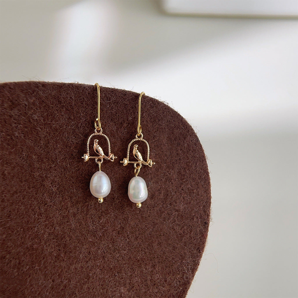 A廠 日韓款 籠中鳥淡水珍珠銀針耳環 批發 折扣@洽客服 25.11.W2「C-67」