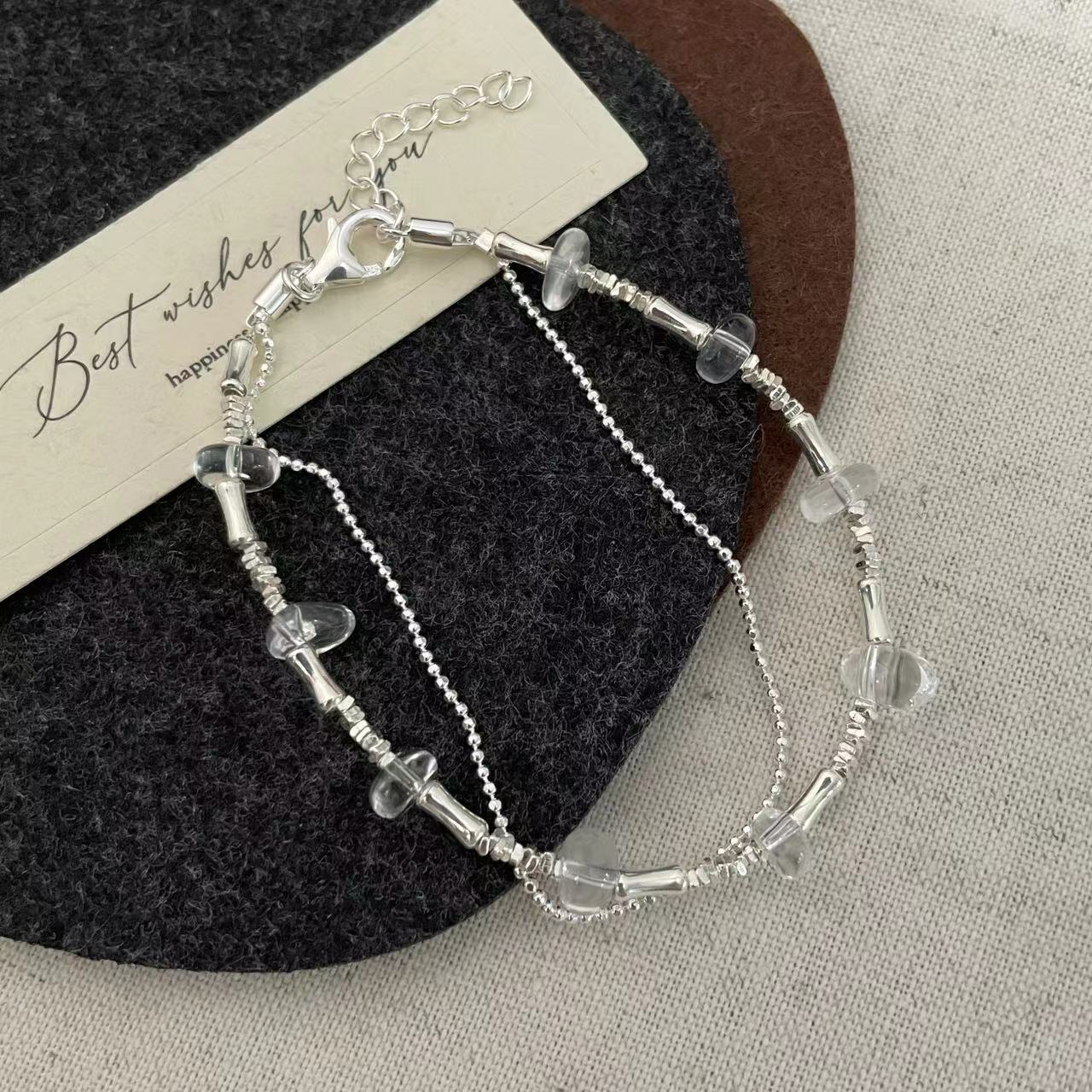 C2廠 韓國韓版串珠白水晶雙層S925純銀手鍊 批發 折扣@洽客服 25.11.W3「SB4146」