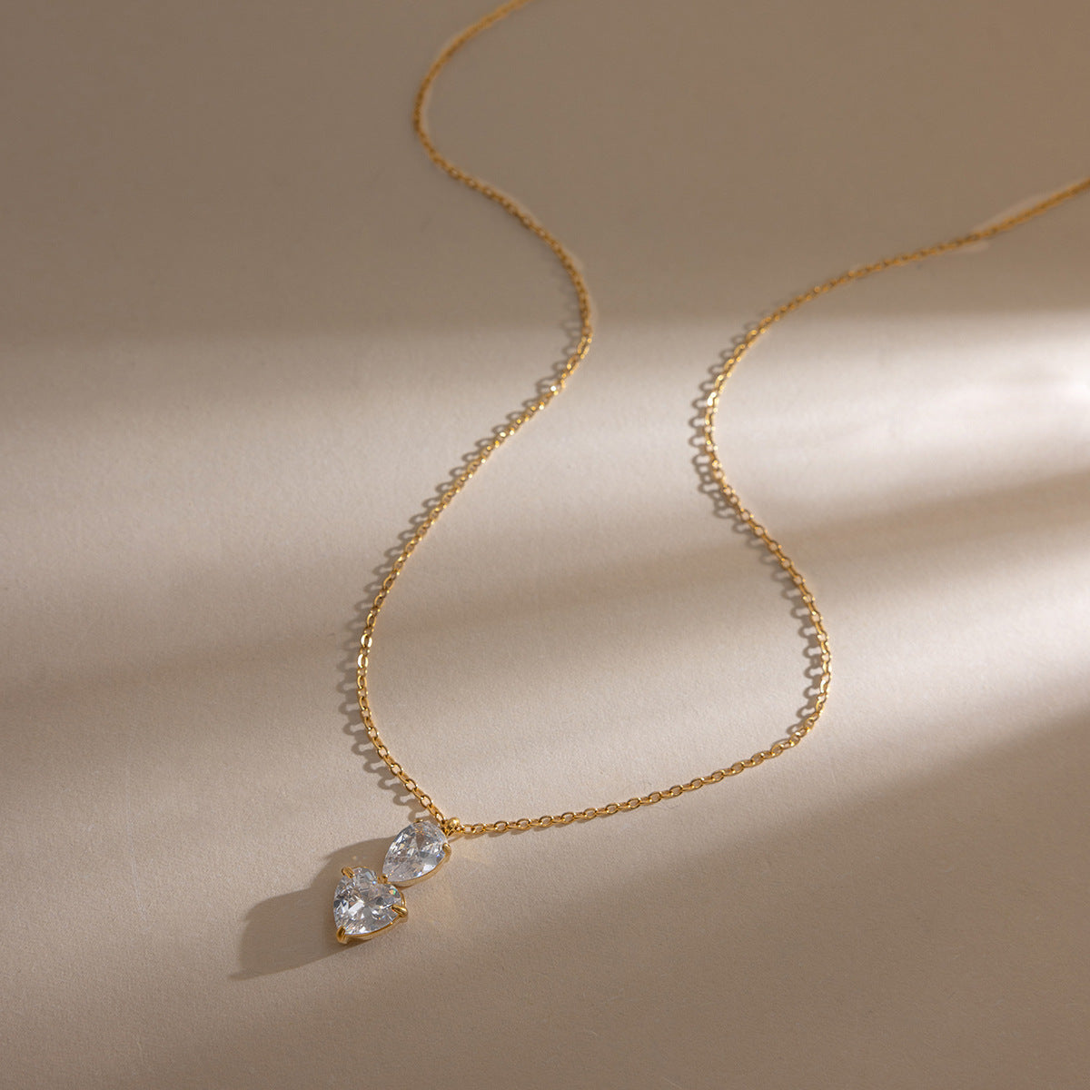 B廠 鈦鋼鍍18K金｜歐美白色水滴形愛心鋯石項鍊 批發 折扣@洽客服 26.01.W4「JDN0212200」