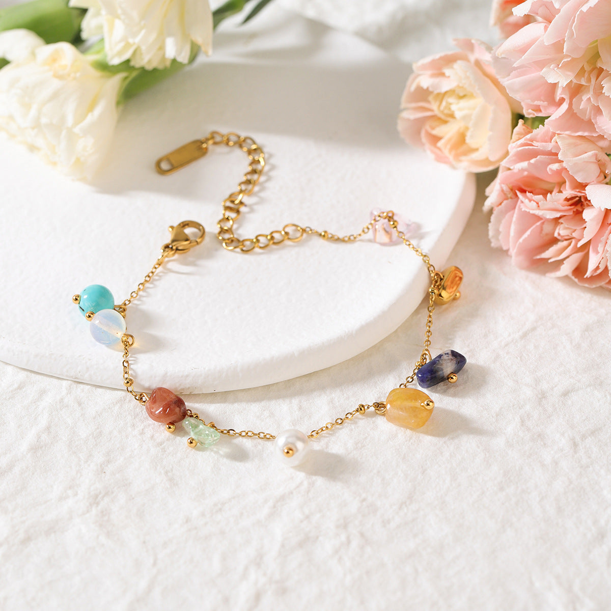 B廠 歐美款 LUNA 天然石鈦鋼鍍18K金項鍊 批發 折扣@洽客服 25.12.W1&手鍊「JDB0209019,JDN0209013」