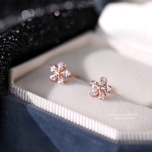 C廠 韓國韓版小花鋯石 S999足銀耳環批發 折扣@洽客服 26.03.W3「E2916」