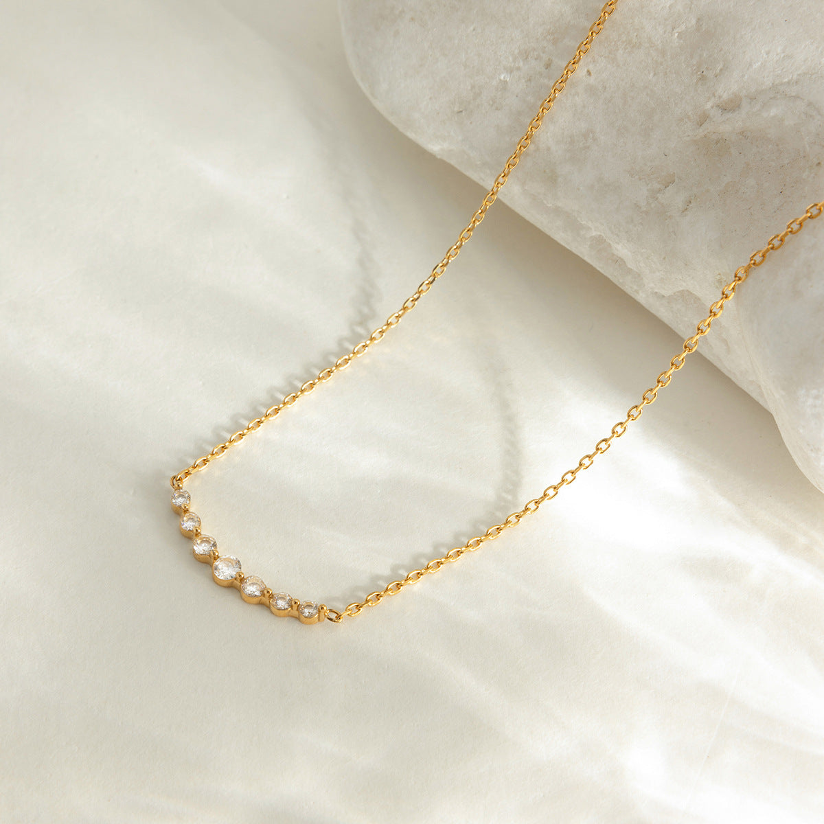 B廠 鈦鋼鍍18K金｜ 白色鋯石項鍊 批發 折扣@洽客服 26.01.W2「JDN0310023」