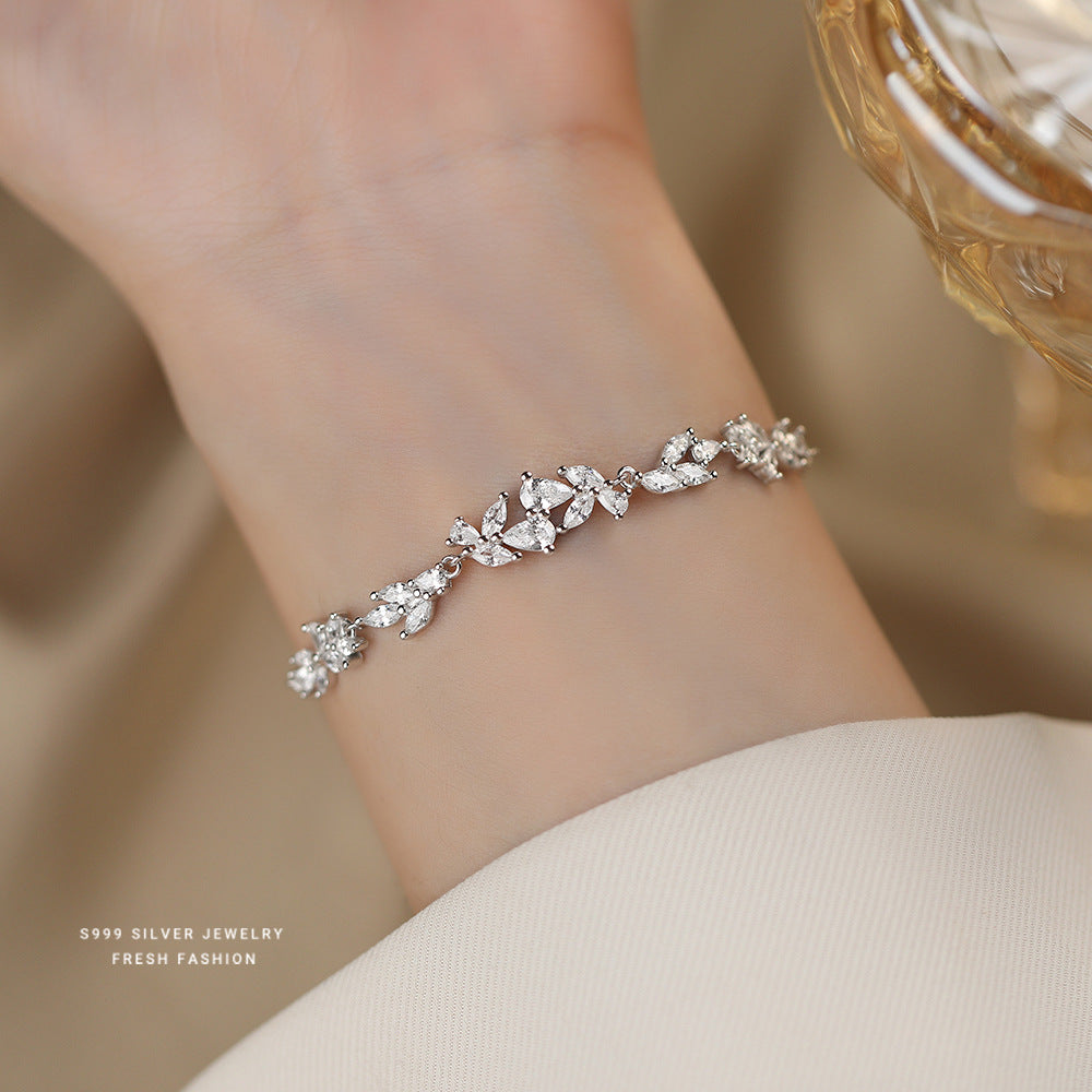 C廠 韓國韓版小清新鋯石紫藤花S999純銀手鍊 批發 折扣@洽客服 24.11.W2「L1140」