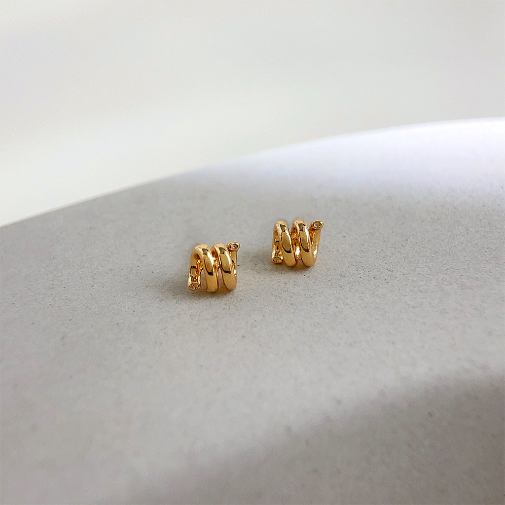 A廠 日韓款多層繞線幾何銀針耳環 批發 折扣@洽客服 25.11.W4「4055」