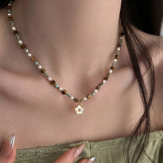 A2廠 韓國韓版鈦鋼珍珠花朵項鍊 批發 折扣@洽客服 25.11.W3「WN792」