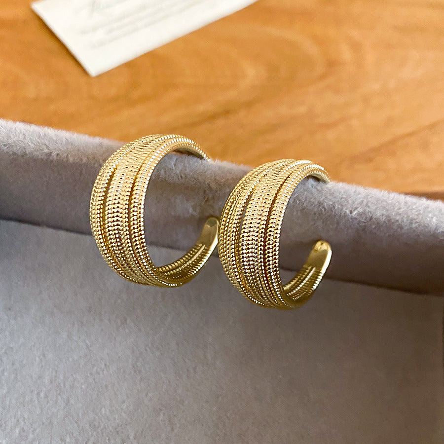 A2廠 韓國韓版多層C型電鍍真金耳環  批發 折扣@洽客服 26.01.W1「HE29713」