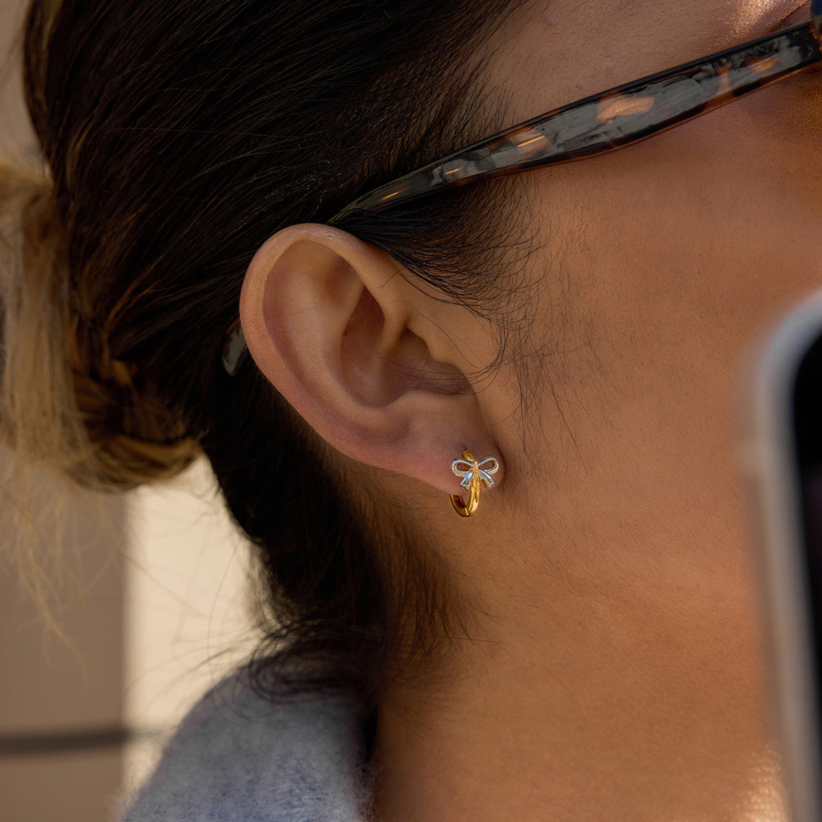 B廠 歐美款LYDIA 拼色鈦鋼鍍18K金耳環 批發 折扣@洽客服 25.12.W3 「JDE0210002-PS」