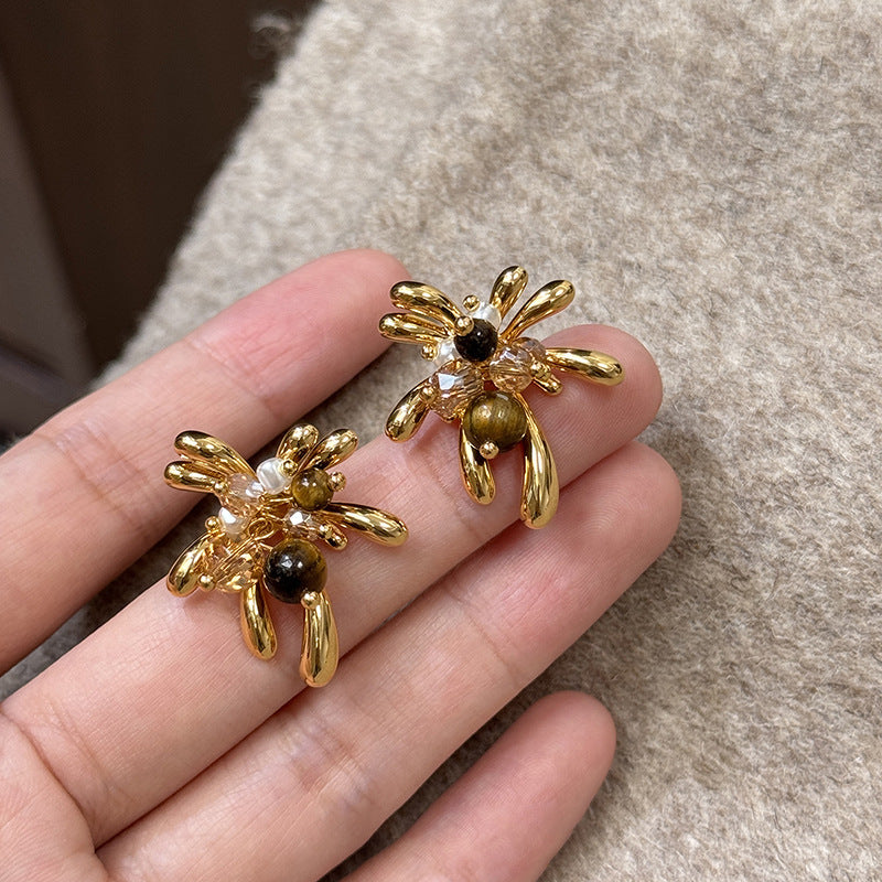 A2廠 韓國韓版虎眼石煙火 電鍍18K真金銀針耳環 批發 折扣@洽客服 25.11.W2「WE5062」