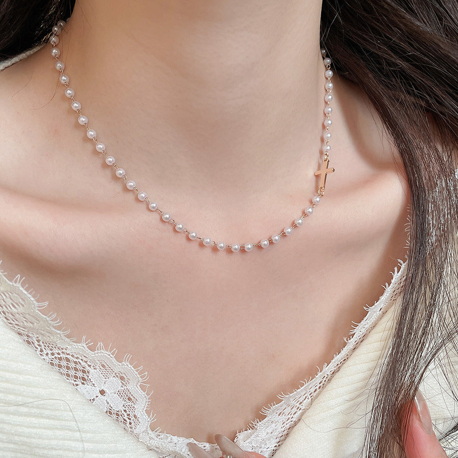 A2廠 韓國韓版十字架吊墜珍珠項鍊 批發 折扣@洽客服 25.12.W3「HN10733」