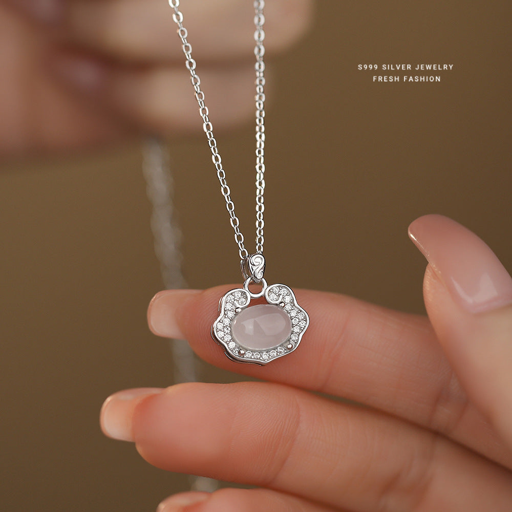 C廠 韓國韓版白玉髓平安如意S999純銀項鍊 批發 折扣@洽客服 25.12.W1「F6485」