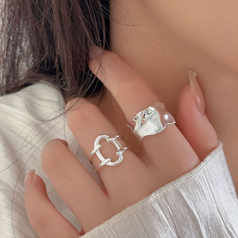 C3廠 韓國韓版幾何線條開口S925純銀戒指批發 折扣@洽客服 25.03.W2「HJZ012」