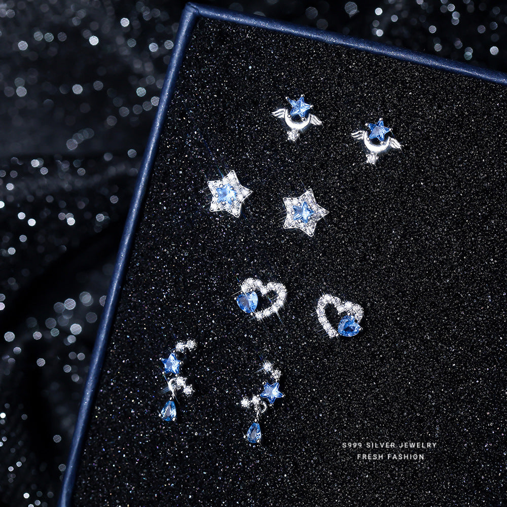 C廠 韓國韓版淺藍五芒星S999純銀耳環 批發 折扣@洽客服 25.12.W3「E5867 E5868 E5869 E5870」