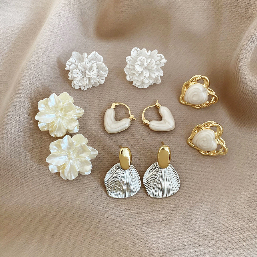 A2廠 鈦鋼｜【限量超值套組】滴油愛心花朵珍珠銀針耳環  批發 折扣@洽客服 26.01.W3「HE29804」