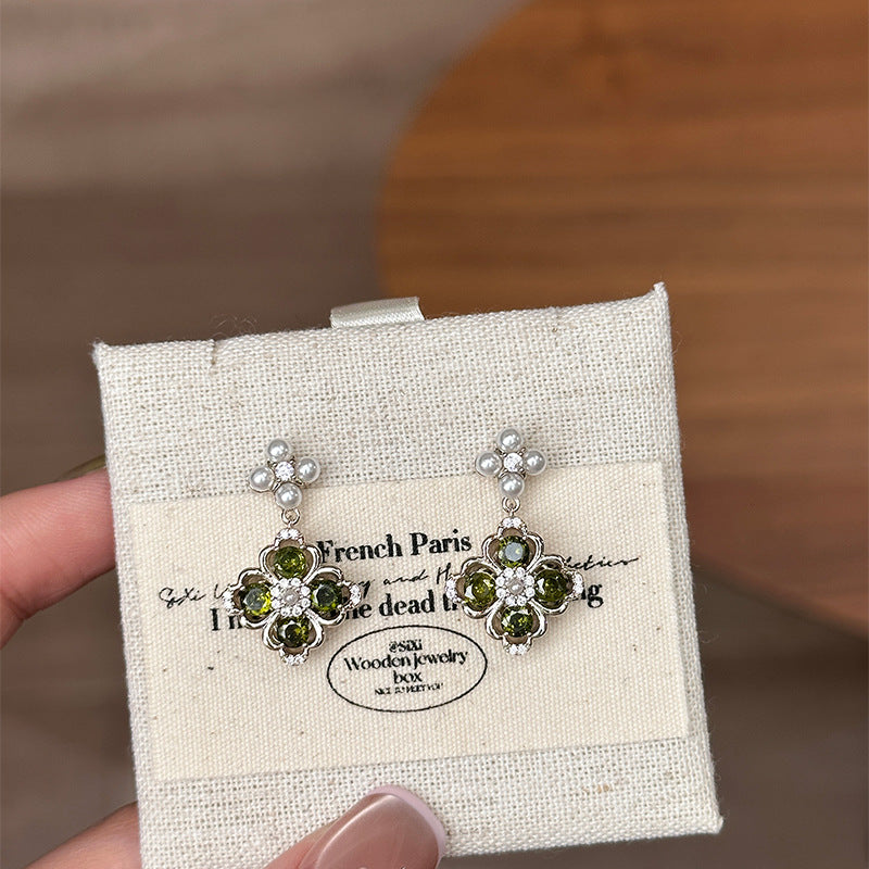 A2廠 韓國韓版鋯石珍珠花朵銀針耳環 批發 折扣@洽客服 25.11.W1「HE29058」