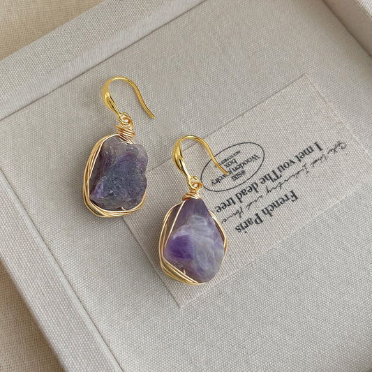 A廠 日韓款天然紫水晶銀針耳環 批發 折扣@洽客服 25.12.W2「6892」