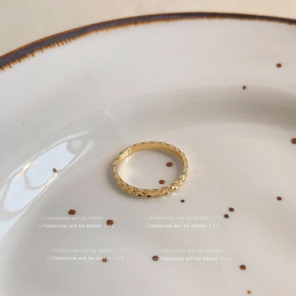 A2廠 日韓款菱格光面素圈銅鍍18K金戒指 批發 折扣@洽客服 25.12.W1「1741」