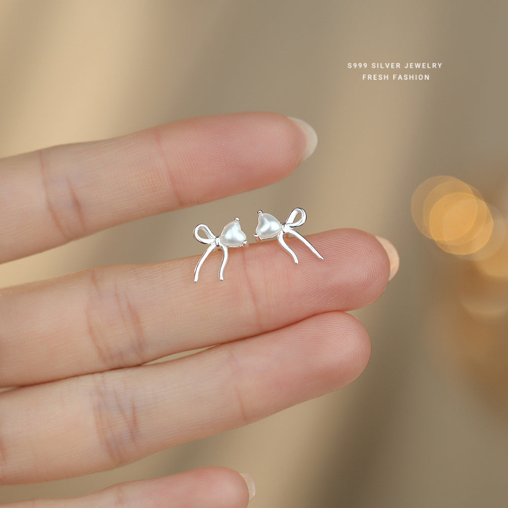 C廠 S999足銀｜韓國韓版輕奢蝴蝶結珍珠耳環 批發 折扣@洽客服 26.02.W3「E6183」