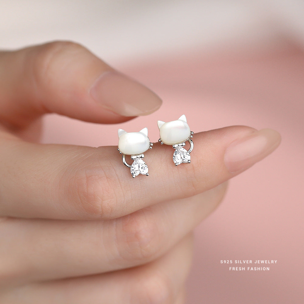C廠 韓國韓版氣質甜美白貝貓咪耳環 批發 折扣@洽客服 26.01.W1「E5983」