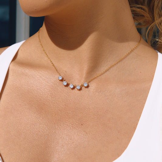 B廠 歐美款白圓形鋯石鈦鋼鍍18K金項鍊批發 折扣@洽客服 26.03.W2「JDN0212233」