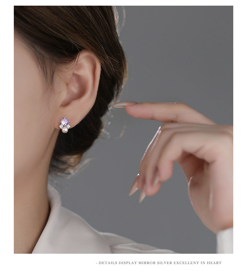C廠 韓國韓版彩色鋯石珍珠S925純銀耳環 批發 折扣@洽客服 26.01.W1「E5997」