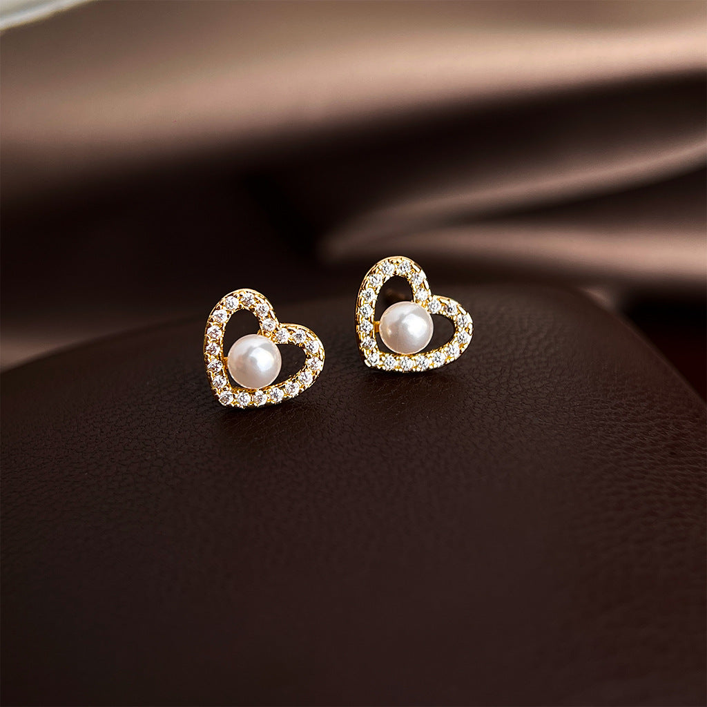 A廠 日韓款小巧愛心珍珠銀針耳環批發 折扣@洽客服 26.04.W3「7315」