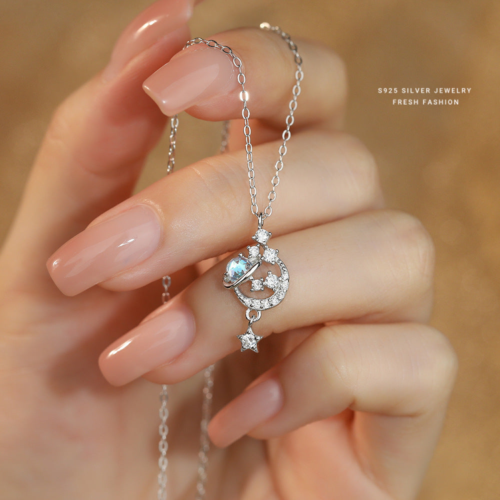 C廠 韓國韓版夢幻星河星月S925純銀項鍊 批發 折扣@洽客服 24.11.W2「A4599」