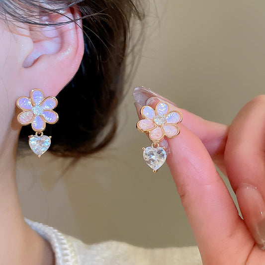 A2廠 韓國韓版 鑲鋯石樹脂花朵吊墜耳環批發 折扣@洽客服 26.03.W2「HE30717」