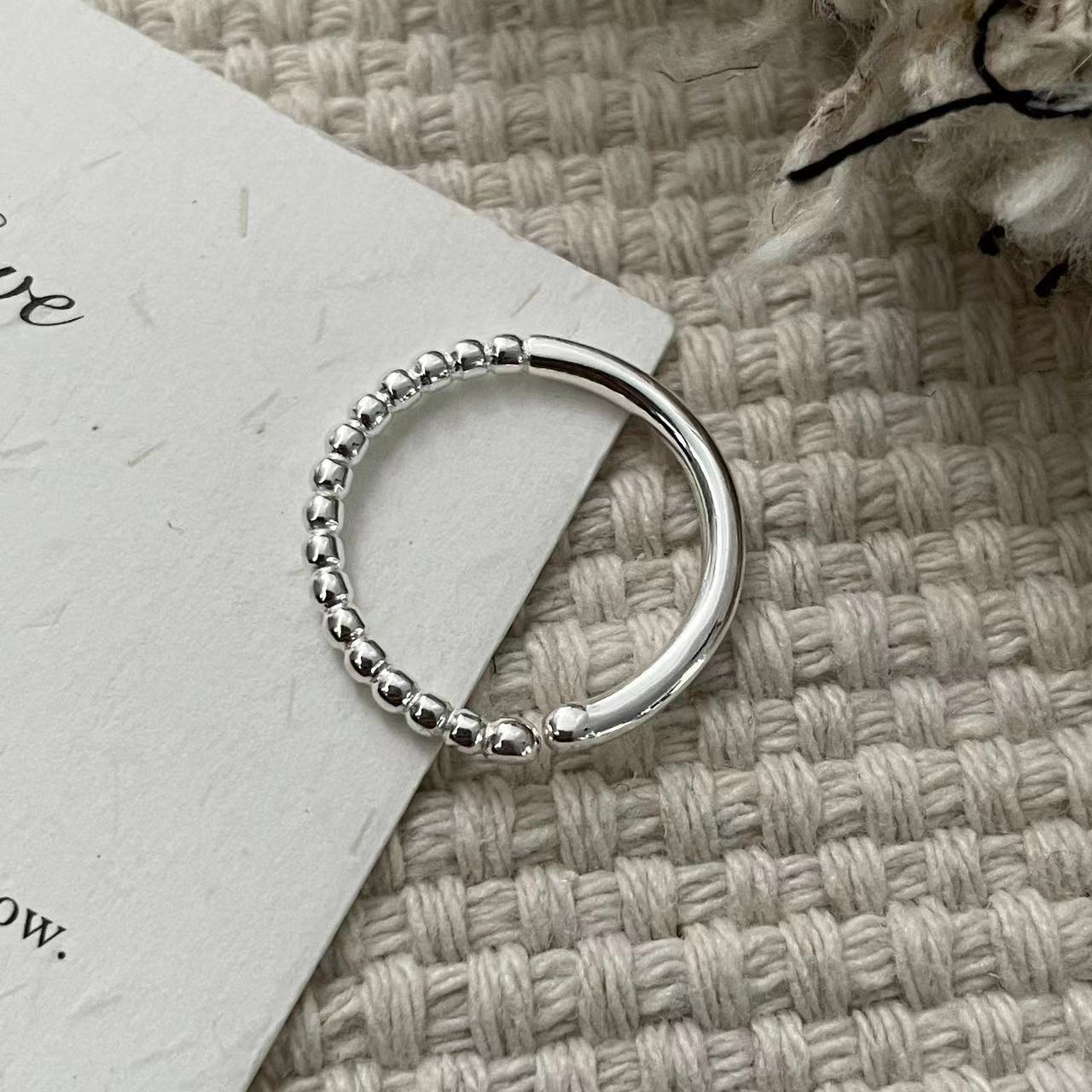 C2廠 韓國韓版圓珠不對稱S925純銀戒指 批發 折扣@洽客服 25.10.W5「SR1418」