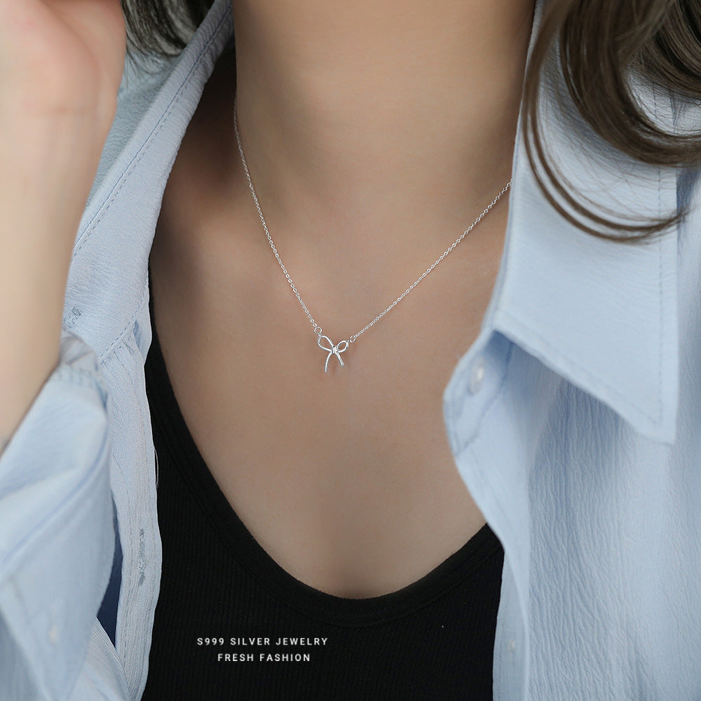 C廠 韓國韓版蝴蝶結S999純銀項鍊 批發 折扣@洽客服 25.12.W1「A4736」