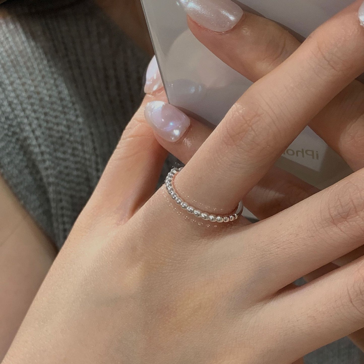 C2廠 韓國韓版圓珠不對稱S925純銀戒指 批發 折扣@洽客服 25.10.W5「SR1418」