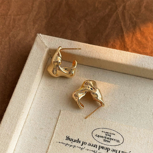 A廠 日韓款 液態不規則肌理銀針耳環 批發 折扣@洽客服 25.10.W5「2293」