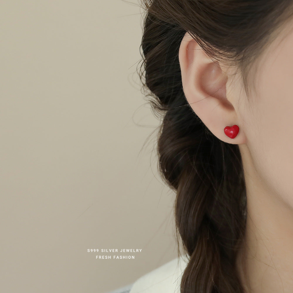 C廠 999純銀｜韓國韓版彩色愛心耳環 26.02.W1「E6066」