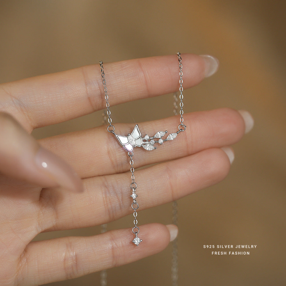 C廠 韓國韓版白貝蝴蝶S925純銀項鍊 批發 折扣@洽客服 25.12.W3「A4761」