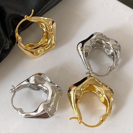 A2廠 韓國韓版金屬感光面幾何鏤空銀針耳環 批發 折扣@洽客服 25.10.W5「HE28843」