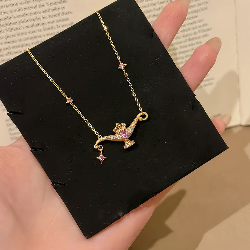 A2廠 韓國韓版許願吧！精靈 鋯石神燈電鍍24K真金項鍊 批發 折扣@洽客服 25.12.W1「WN1977」